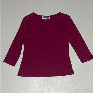 Karen Scott Plum Colored Long Sleeve Shirt (Women’s Petite Small)